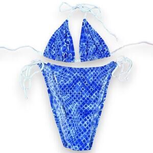 Vintage deadstock blue circular print bikini